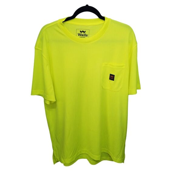 Walls Mens Sz L Yellow Green Solid Short Sleeve Outdoor T-Shirt - Picture 1 of 9